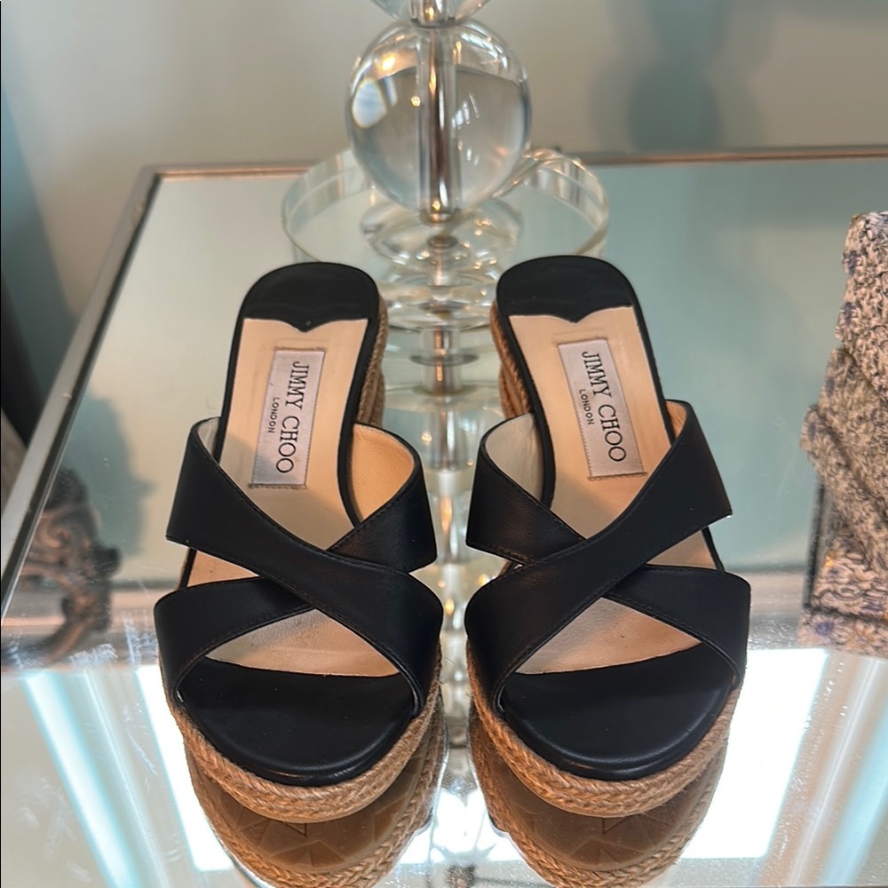 Jimmy Choo Black Espadrilles with Intricate Straps